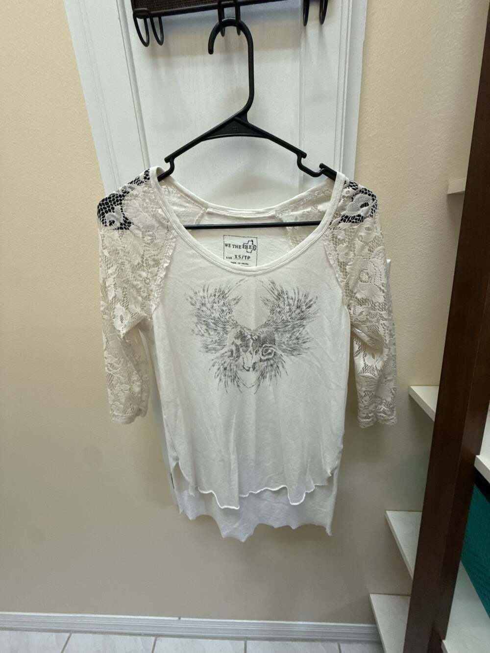 We The Free Free People Lace Ram Graphic High Low Tunic Top